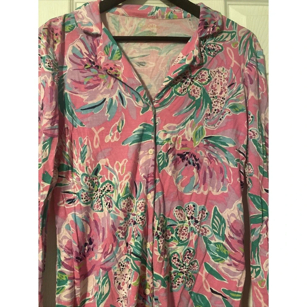 LILLY PULITZER PJ Knit Top Cockatoo Pink Paws For A‎ Cause Size Small